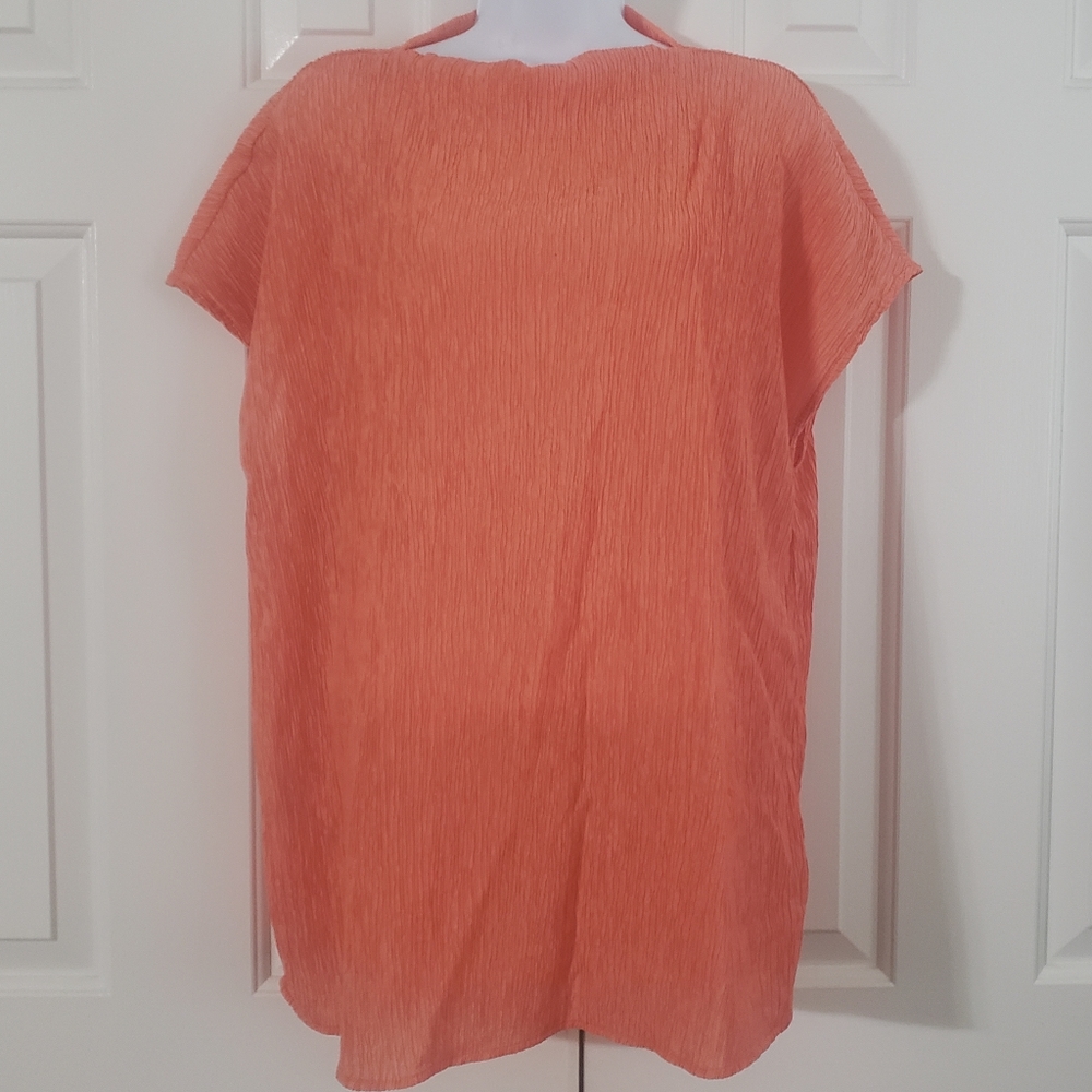 COS  Crinkle Top S Orange Lagenlook Relaxed Oversize Boxy Lightweight Summer